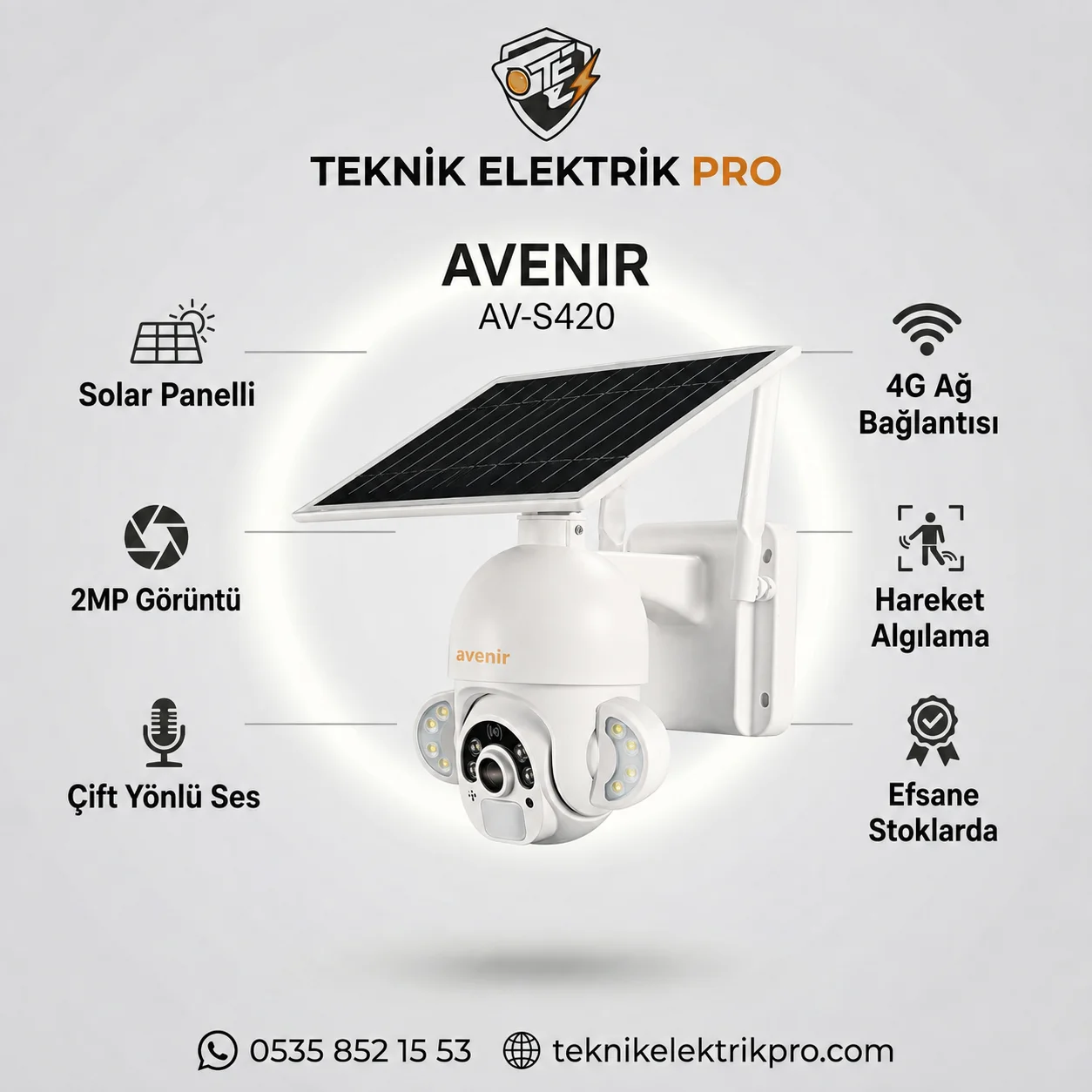 Avenir AV-S420 2MP 4G Solar Güvenlik Kamerası