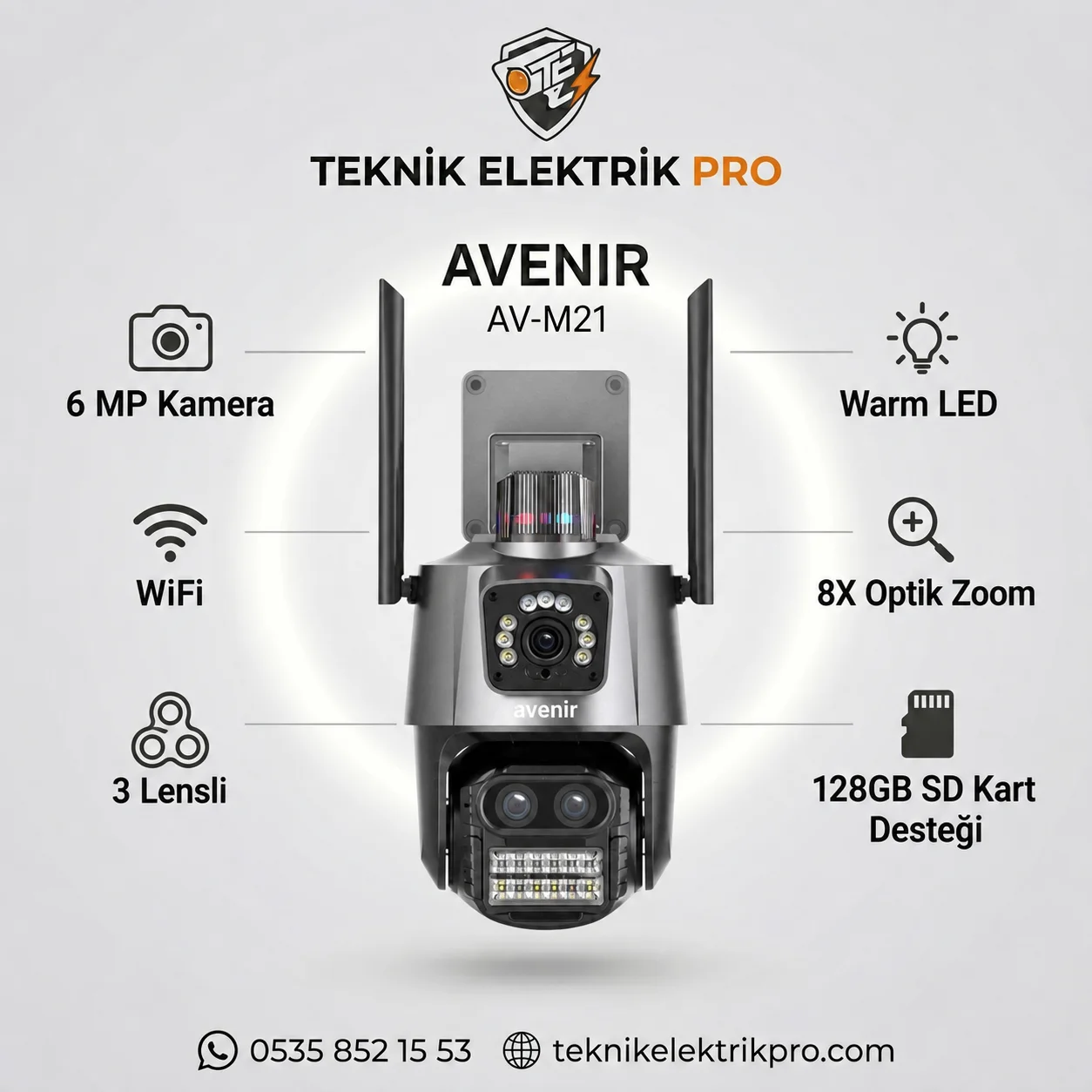 Avenir AV-M21 6MP WiFi 3 Lensli Güvenlik Kamerası